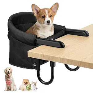 KjsEphitelian Dog high Chair:for Table and Desk Portable Seat Desk pet Chair for Small Dogs and Cats, Adjustable Kittens and Puppies Seat Suitable for Various Desktops(Black 16.5 X 14 X 10.5in)