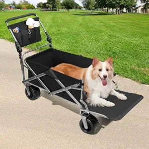 Large Dog Stroller for Large Medium Dogs,Older Dog Wagon Cart with Tailgate,Foldable Pet Strollers (Black)