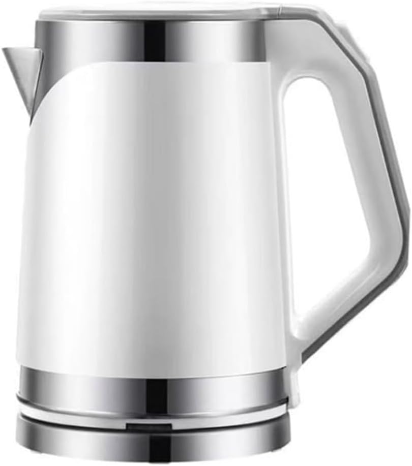 2.0L Stainless Steel Electric Kettle, Double-Wall Anti-Scald Design, Rapid Boil, Auto Shut-Off, Elegant White with Chrome Trim