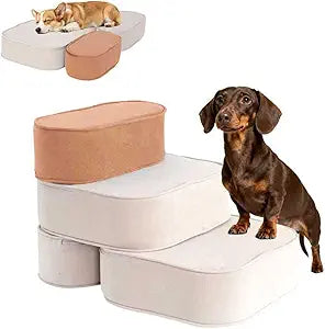 Dog Stairs for High Beds 16" H 3-Step Pet Steps Non-Slip Balanced with Washable Cover and Suitable Durable High Density Foam for Small Dogs Cats or Senior Dogs with Arthritis