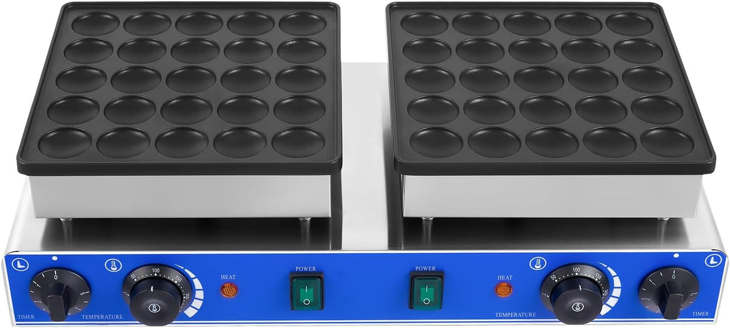 1700W Mini Dutch Pancake Baker Maker 50PCS Commercial Electric Nonstick Waffle Maker Machine with 50-300°C Temperature Adjustment 60Hz Cupcake Maker Machine Suitable for Home or Restaurant