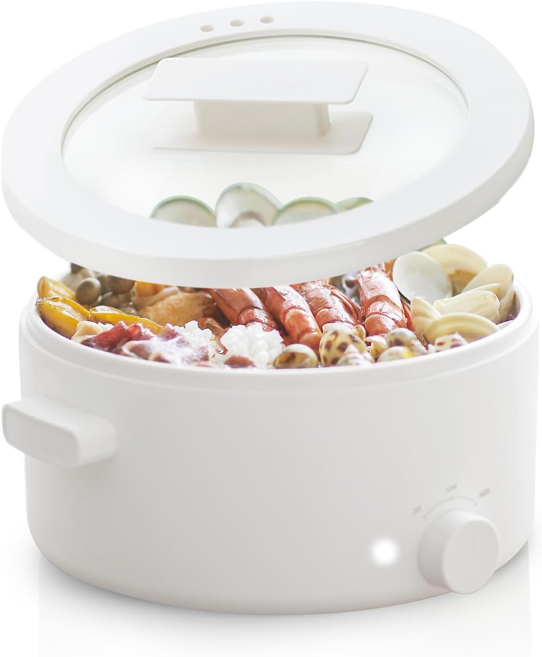 Hot Pot Electric, 3L Portable Electric Pot with Ceramic Non-stick Coating, Dual Power Multi-functional Romen Cooker for Steak, Pasta, Hot Pot, Ramen, Quick Heating and Overheat Protection