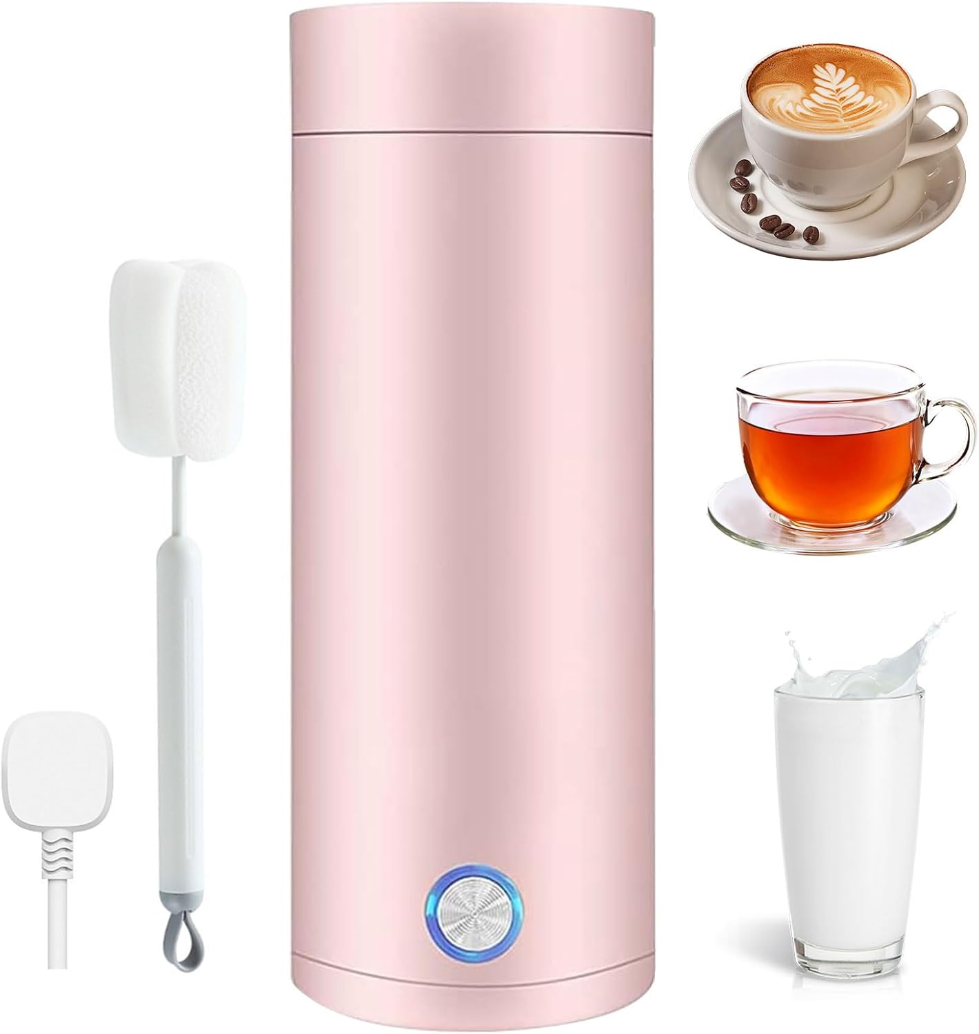 Travel Electric Tea Kettle, Portable Mini Coffee Kettle with Auto Shut Off, Boil Dry Protection, Fast Boil, Keep Warm Function (Pink)