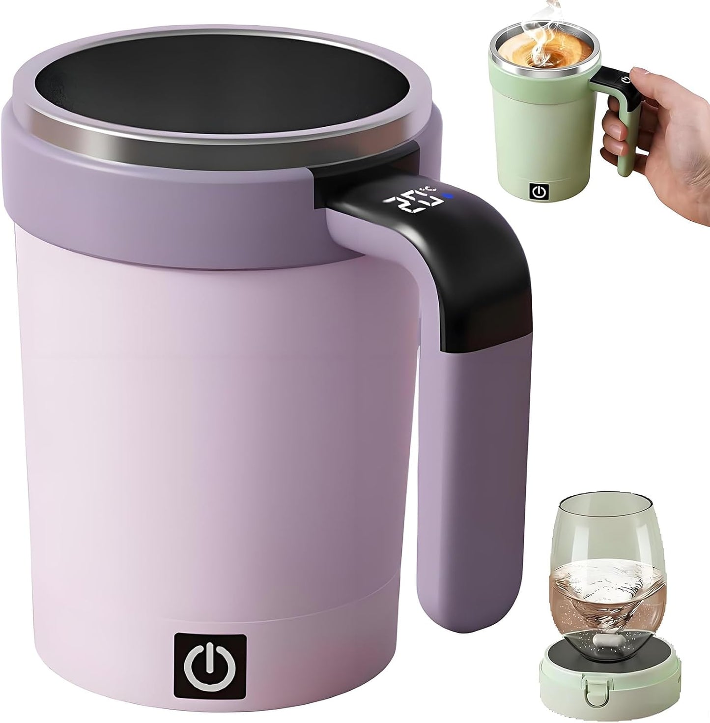 2026 New Electric Self Stirring Coffee Mug, Electric Coffee Mug with a Built-In Lcd Thermometer,Upgraded Digital Touchscreen Model, Perfect for Brewing Coffee, Milk, Cocoa, Etc (Purple 13.5 oz)