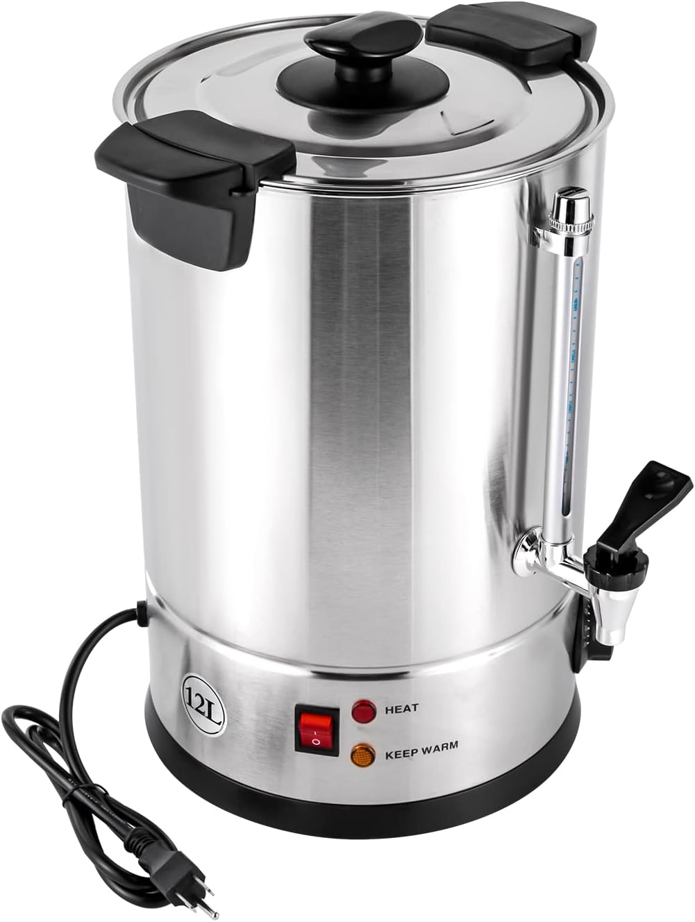1000W Percolator Coffee Pot Tea Urn Coffee Maker, 8L/270Oz Stainless Steel Electric Commercial Coffee Urn for Home,Party,Office,Wedding,Automatic Coffee Brewing, Temperature Adjustable (12L)