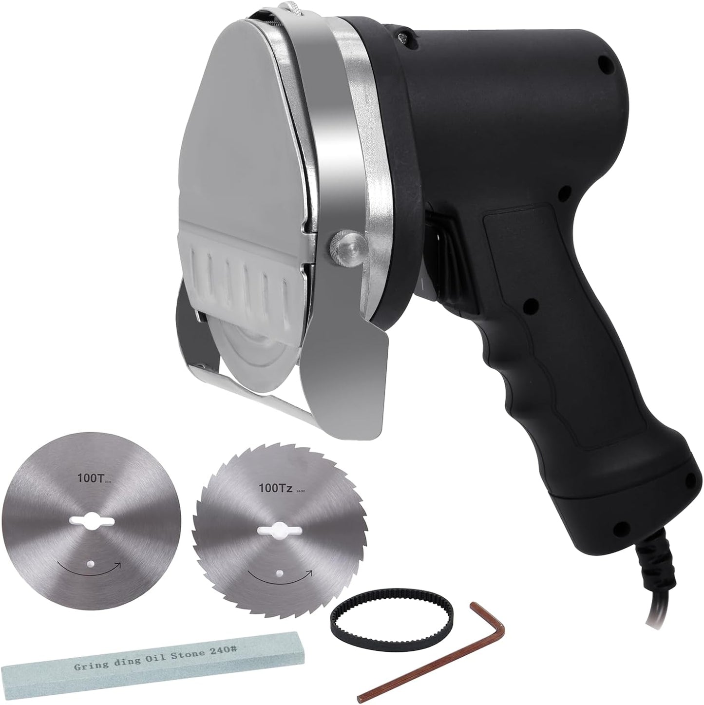 RISMANOR Electric Kebab Knife 80W Commercial Shawarma Turkish Knife Slicer Gyro Cutter 2800 RPM with 2 Blades Adjustable Thickness 0-8mm(Strip Line,Flat)