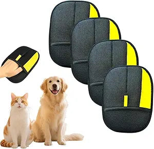 Electrostatic Pet Hair Removal Gloves: Quick Wiping - Reusable & Washable for Sofa Clothing Pet Beds Effortless Cats & Dogs Hair Remover for Busy Pet Owners (4pcs-Black)