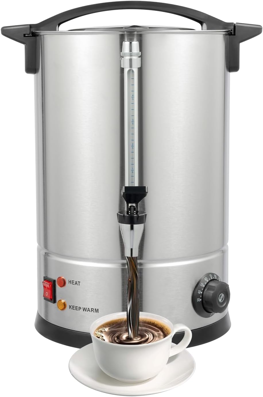 Coffee Urn, 80 Cup Coffee Percolator Commercial Coffee Maker, 12L Dual Wall Stainless Steel Coffee Maker Hot Water Beverage Dispenser Electric Coffee Urn For Catering, Wedding, Party