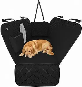 Active Pets Dog Car Seat Cover for Back Seat, Waterproof Pet Protection Hammock, SUV Truck Car Backseat Protector with Safety Features, Black