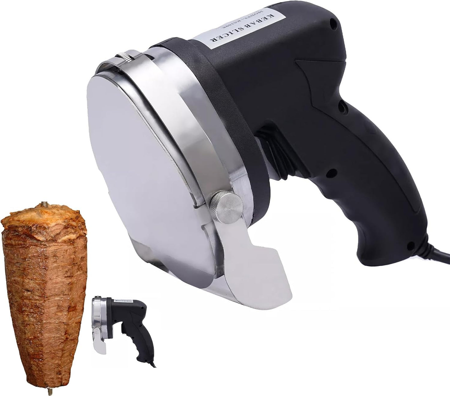 Electric Meat Shaver, 1-8mm Adjustable Cutting Thickness Shawarma Knife,Commercial Stainless Steel Gyro Cutter with 2 Blades for Cutting Through Lamb, Chicken 