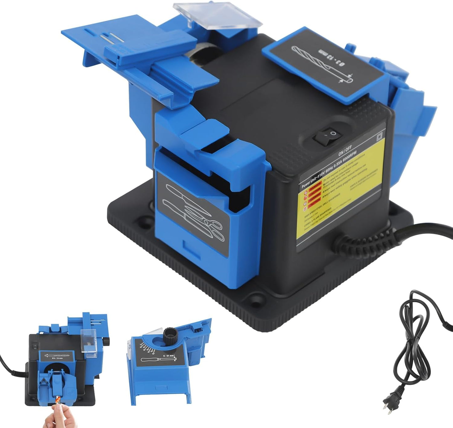 Electric Drill Bit Sharpener 110V Multifunction Electric Sharpening Machine,Knife, Chisel,Scissor Sharpening Tool Applicable Drill Sizes 3mm-13mm/0.12-0.51inch Multitask Sharpening Machine
