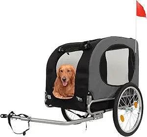 Dog Bike Trailer, 88LBS Dog Cart for Bicycle, Pet Cart Bicycle Carrier for Small and Medium Pets,Easy Folding Cart Frame, Quick Release Wheel, Univer-Sal Bicycle Coupler, Washable Non-Slip Lining