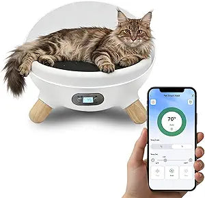 Smart Pet Cooling & Warming Bed–WiFi App Control Climate System for Cats & Small Dogs, Automatic Constant Temperature (60-100°F), Safe Sleep Nest with 17" Large Surface, No Subscription (White)