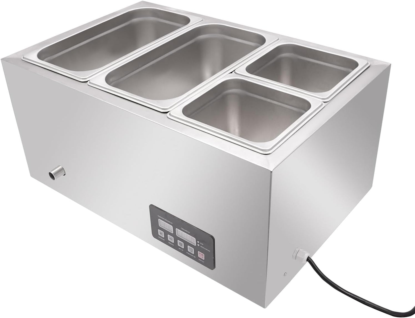 17.9QT Commercial Electric Food Warmer, 4-Pan Steam Table Stainless Steel Bain Marie Buffet Countertop with Temp Control & Lid Food Warmer Buffet Server Heater for Catering Restaurant Party