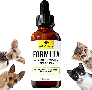 Advanced Vision Formula for Dogs and Cats, AuraPets Vision Formula, with Lutein, Zeaxanthin, Astaxanthin, Supports Vision and Reduces Cloudiness, 30ml