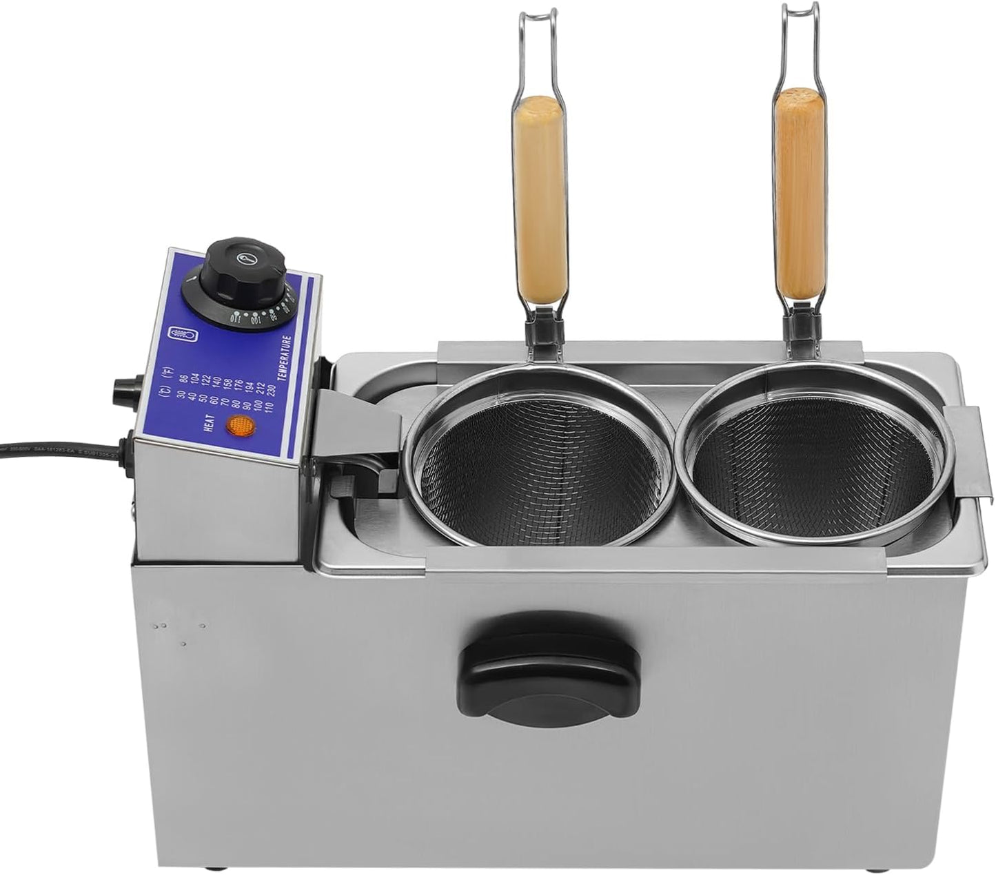 2 Holes Electric Noodles Cooking Machine Commercial Pasta Cooker 1200W Electric Pasta Cooker Table Noodles Cooker Machine with 2 Noodle Strainers Adjustable Temperature 86-230℉
