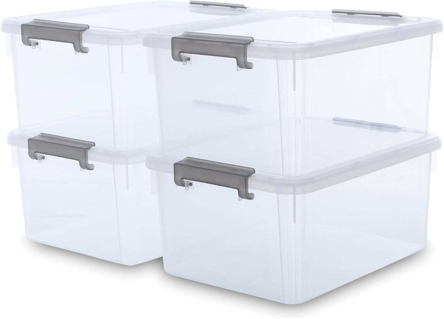 Citylife 17 QT Plastic Storage Bins with Latching Lids Stackable Storage Containers for Organizing Large Clear Storage Box for Garage, Closet, Kitchen, 4 Packs