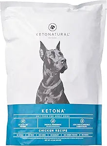 Ketona Chicken Recipe Adult Dry Dog Food, Natural, Low Carb (only 5%), High Protein (46%), Grain-Free, The Nutrition of a Raw Diet with The Cost and Convenience of a Kibble; 4.2lb