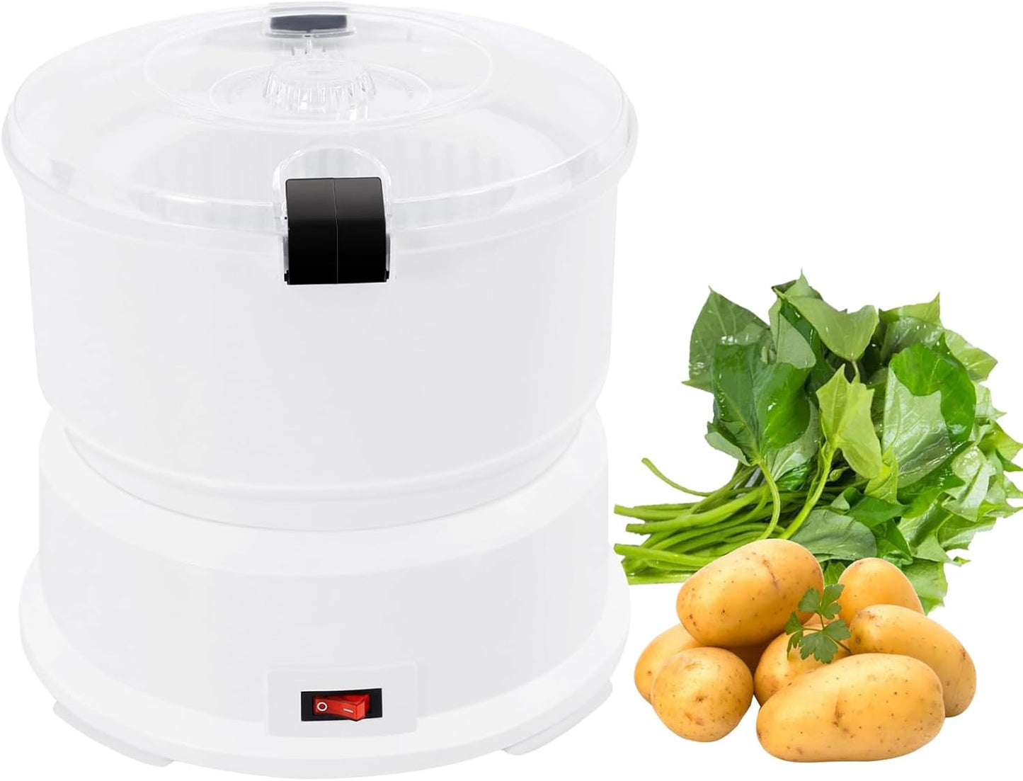 Electric Potato Peeler, 85W Commercial Electric Potato Peeler Machine One-button Drive Automatic Peeler Spinner 2-in-1 Automatic Potato Peeling Machine for Kitchen Fruit & Vegetable (AOT-P01)
