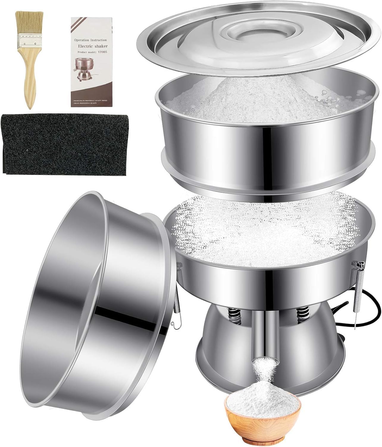 Sidasu Automatic Vibrating Sieve Shaker \u2013 40 Mesh + 60 Mesh Flour Sifter, Electric 110V 55W Sifter Machine for Flours, Herbal Powder