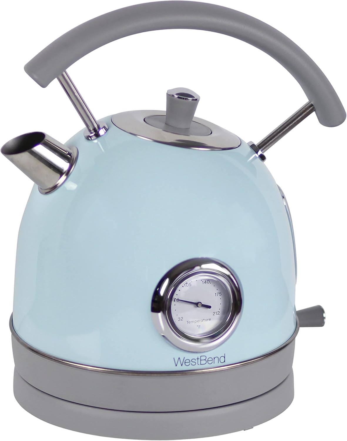 West Bend Electric Kettle Retro-Styled Stainless Steel 1500 Watts with Auto-Shutoff & Boil-Dry Protection, 1.7-Liter, Blue