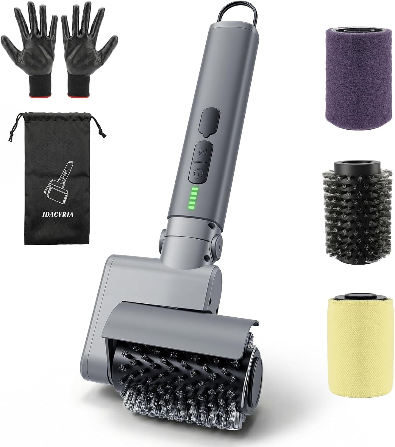 Electric Grill Brush for Outdoor, Rechargeable BBQ Grill Cleaner with 3 Heads,Cordless Rechargeable Grill Brush,3-Speed-450 RPM,150 Mins Runtime Grill Cleaning Brush