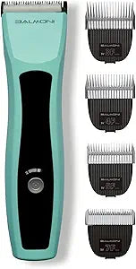Professional Cordless Pet Trimmer for Dogs & Cats – Rechargeable Grooming Clipper with Detachable Metal Blade, Low-Noise Motor, Includes 3/6/9/13mm Metal Blade Kit (Green)