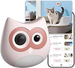 Litter Box Camera – AI Cat Health Monitoring, Records Toileting Behavior, UTI/Diarrhea Abnormal Alerts, Fits Automatic & Standard Litter Boxes, Multi-Cat Support, Night Vision Cat Cam (Pink)