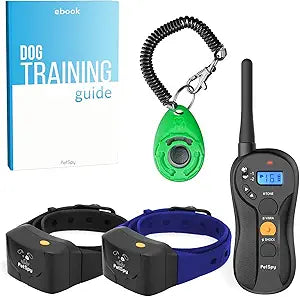 PetSpy P620 Dog Training Shock Collar for Dogs with Vibration, Electric Shock, Beep; Rechargeable and Waterproof Remote Trainer E-Collar - 10-140 lbs (Two Dogs - Bundle)