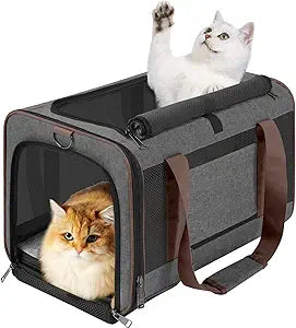Small Dog Carrier Cage Soft Chihuahua / Softshell Big Cat Carrier Maine Coon / Pet Taxi Carrying Bag over 25lbs / Top Loader Travel Kennel Brown