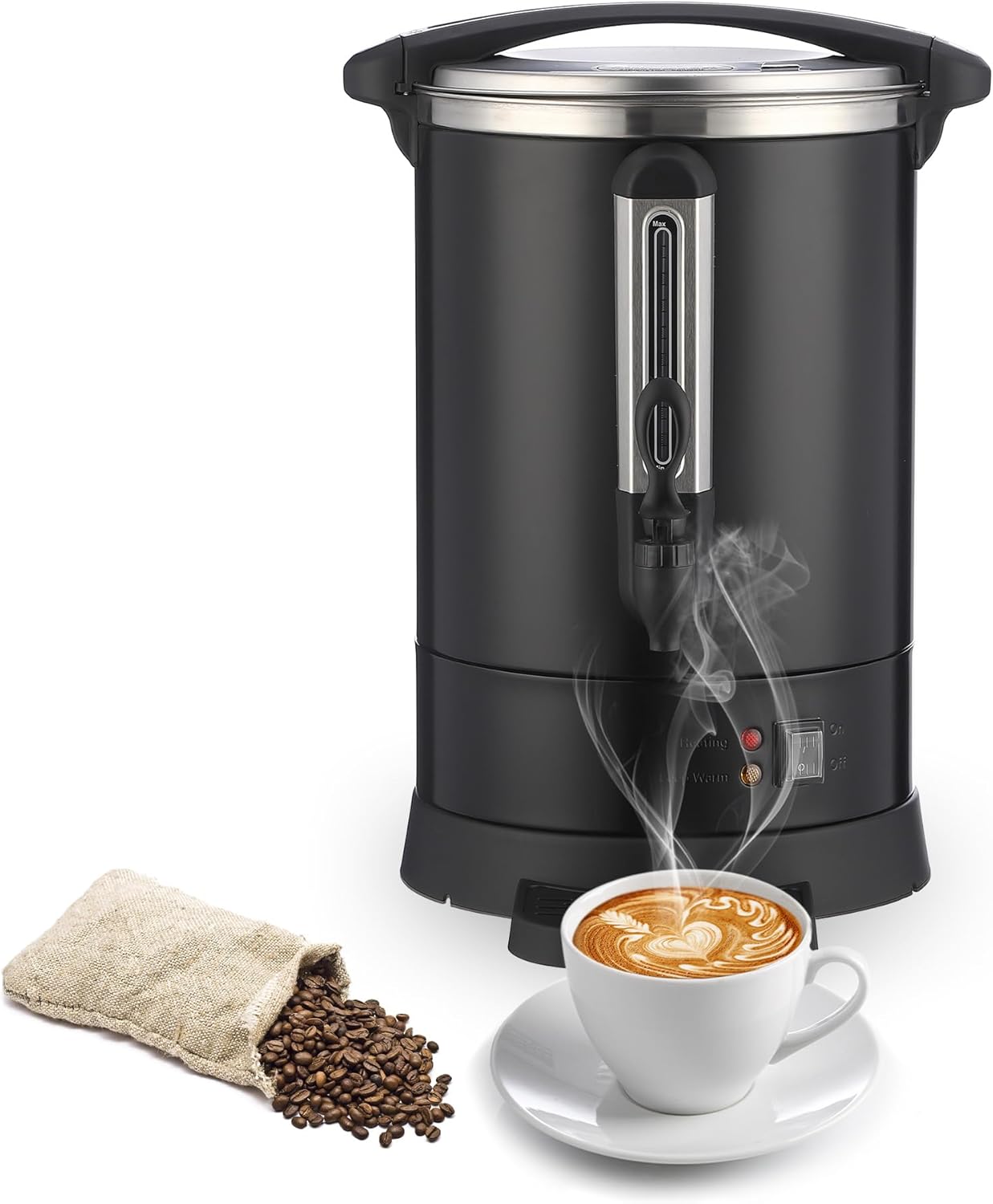 120 Cup Commercial Coffee Urn (18L\/4.8 Gal), Double-Wall Stainless Steel Electric Hot Beverage Dispenser with Fast Brew & Keep Warm Function for Buffet, Catering & Party