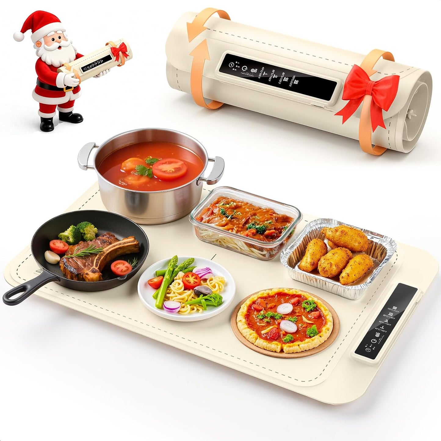 Warming Mat for Food – Electric Warming Tray with 4 Temp Settings & Timer, Portable Rollable Food Warming Mat for Countertop – Ideal Food Warmer for Buffets, Parties, Family Gatherings Use