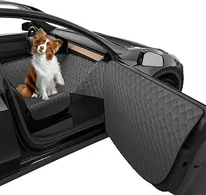 Dog Car Seat Cover for Front Passenger Side with Dashboard & Door Protector Detachable Washable Pet Seat Travel Hammock Cushion for Sedans SUVs and Small Trucks (Black)