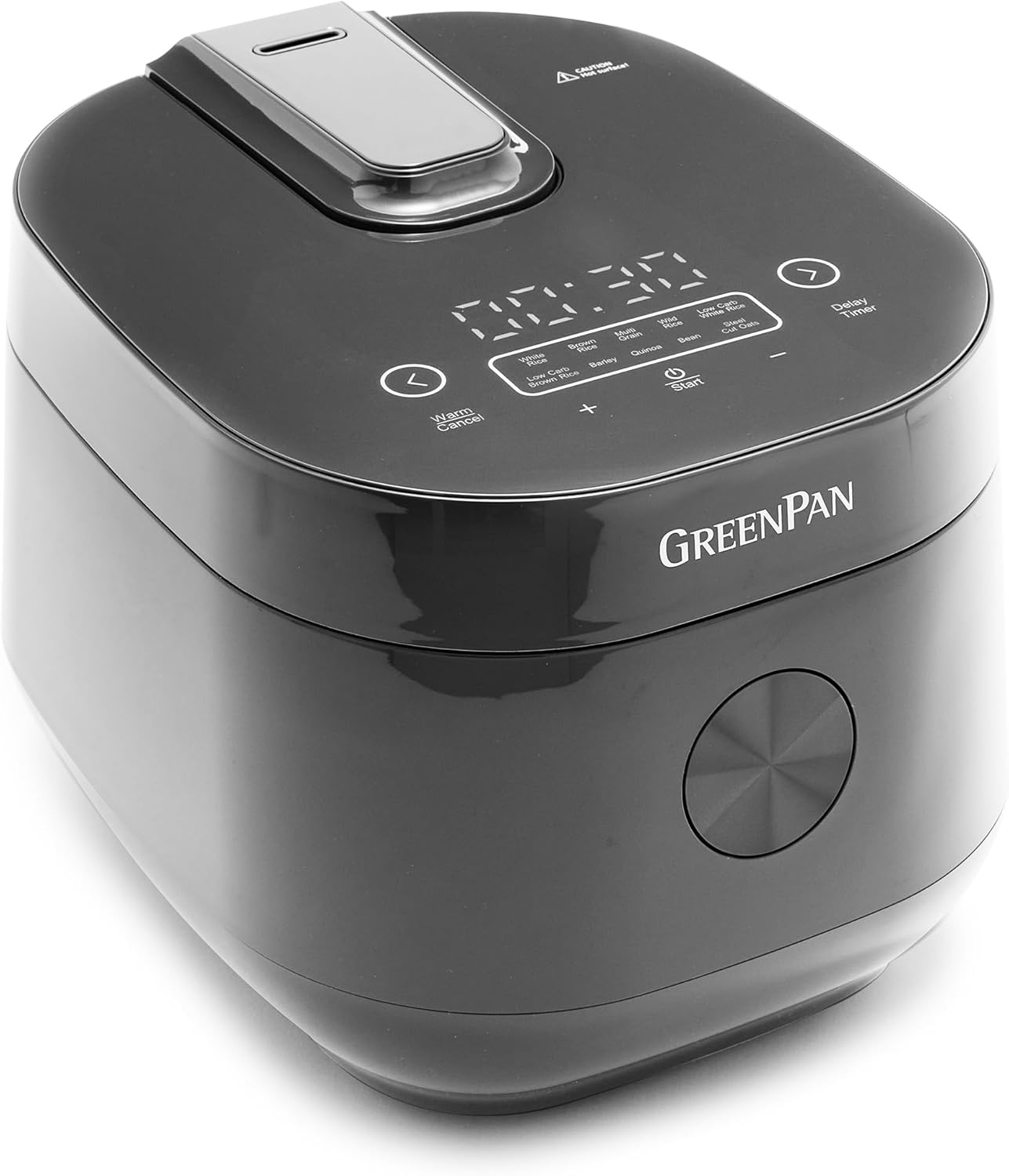 GreenPan Carb Reducing Electric Rice Cooker, 4 Cups Uncooked\/8 Cooked Rice, 10 Presets, LED Display, Healthier Meals, Delay Timer, PFAS-Free Ceramic Nonstick Removable Bowl, Cool Touch, Steam, Graphite