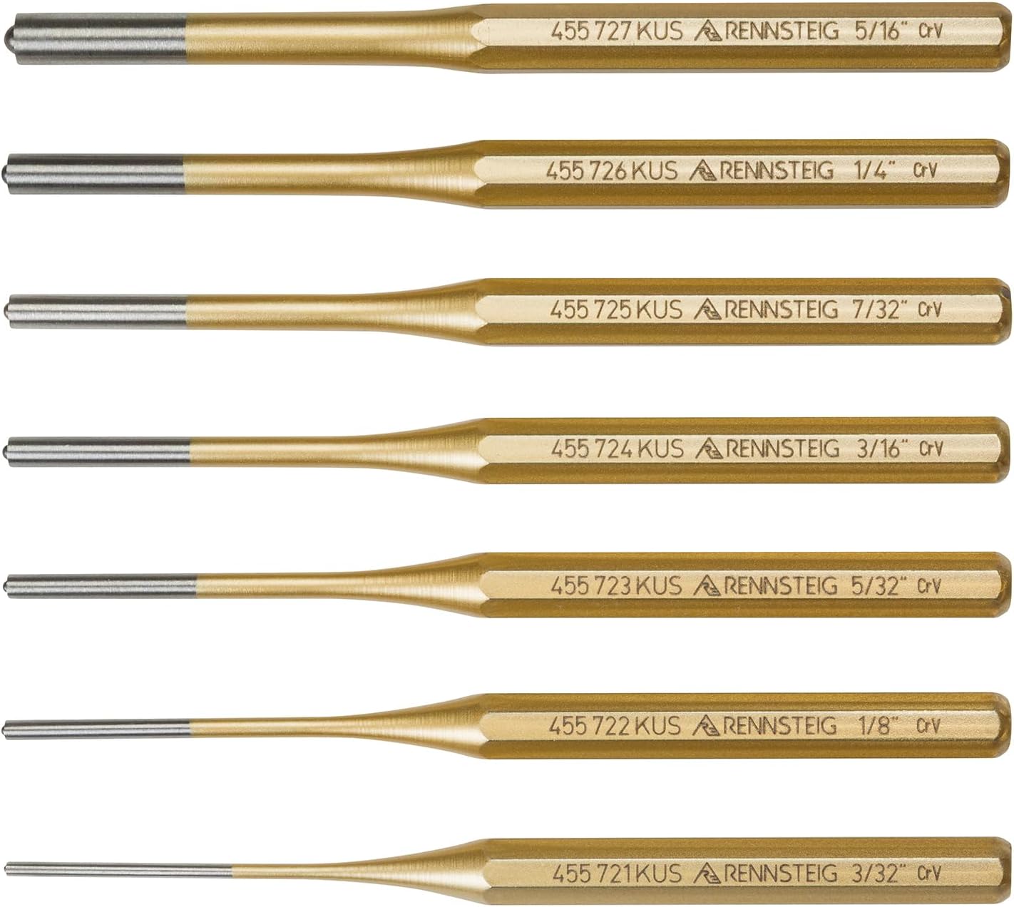 Rennsteig 9R 455 007 7 Pc Roll Pin Punch Set
