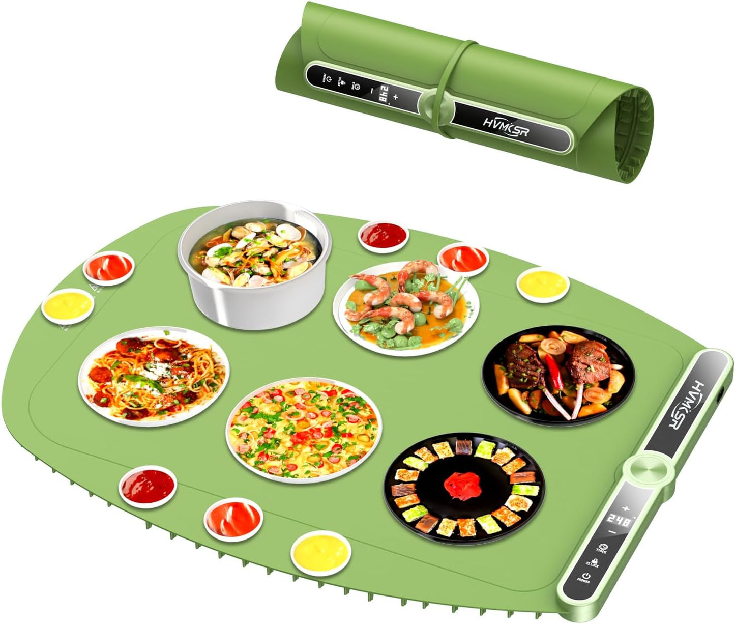 Extra Large Food Warming Mat - Fast Heating Silicone Electric Warming Tray with 9 Level Temperature, 6-Hour Timer, Child Lock & Anti-Scald Design | Portable Food Warmer for Parties Home Travel