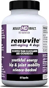 Health Direct – RenuVite 4 Dogs | Hip & Joint Supplement for Senior Dogs | Supports Mobility & Energy | Anivestin, Collagen, Aronia Berry, DHEA | 20-120 Servings, 60 Capsules