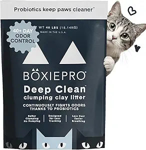 Boxie Probiotic Cat Litter, 40 Day Odor Control, Clumping Clay Kitty Litter, Odor Eliminating Probiotics, Dust-Free, No Fragrances No Fillers, 40 lb