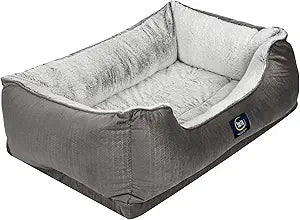 Serta Orthopedic Cuddler Dog Bed for Pets – Slate Gray (Large)