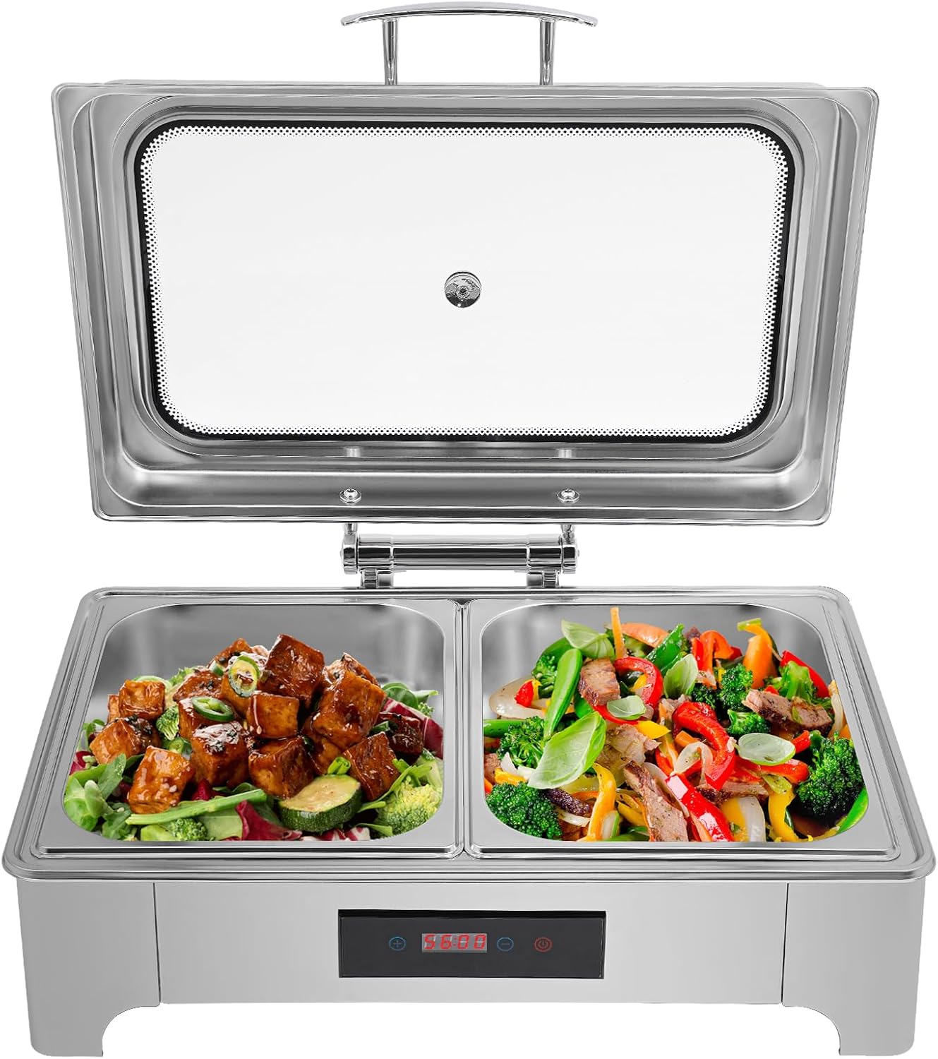 Electric Chafing Dish Buffet Set, 9L/2.38Gal Stainless Steel Chaffing Server with Temperature Control for Catering Buffets