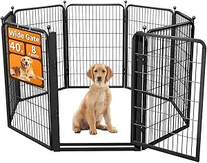 Dog Fence Outdoor Pens Outside,Portable Dog Play Pen 40" H 8 Panels Pet Playpen Exercise Pens for Puppys Small Medium Large Dogs RV Camping Yard Garden Indoor Wide Gate