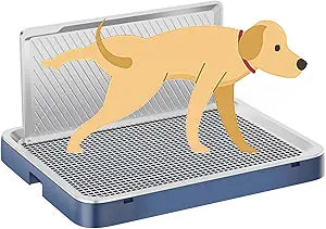 Indoor Dog Potty Tray with High Wall,25.59"X19.69" Pee Pad Holder,Dogs Litter Box,Mesh Training Toilet for Puppy and Small Size Dog,Housebreaking Supplies, Pet Products (Blue)
