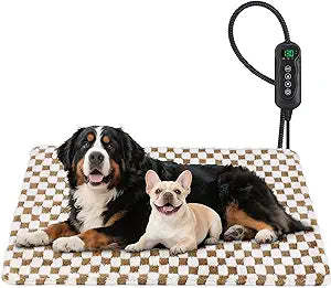 MIXJOY Heated Dog Bed, Waterproof Electric Dog Cat Heating Pad with Timer, Temperature Adjustable Heated Cat Bed for Winter, Auto Power-Off, Anti-bite Heating Pad for Dogs Cats-47''x28'', XLarge