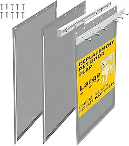 3-Flap Large Pet Door Replacement Insulation Flap with Flap Clamp, Flap Back Plate & Screws, Compatible with Large PetSafe Extreme Weather Aluminum Pet Door, PAC11-11039 (Smoky Translucent)