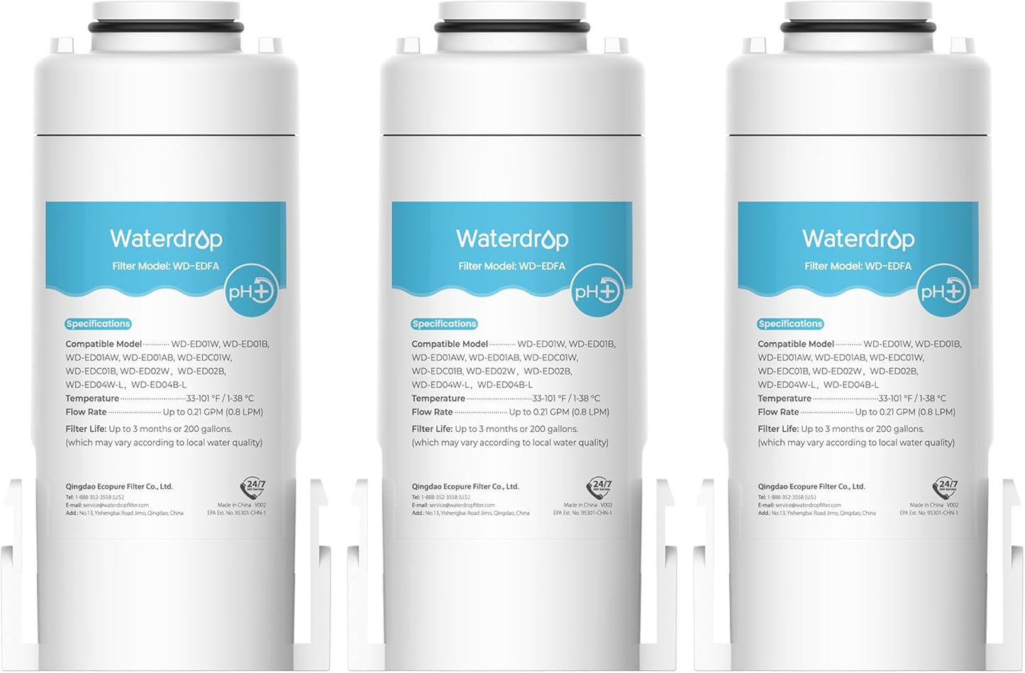 Waterdrop WD-EDFA Alkaline Filters Replacement for Waterdrop Electric Pitcher ππ-ππππ\/ππππ\/ππππ\/πππππ\/πππππ, NSF\/ANSI 42&372, Improve PH, 3 Months or 200 Gallons, 3 Filters