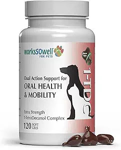 1TDC WorksSoWell Dual Action Joint Supplement For Dogs & Cats - Hip And Joint Supplement For Large Breed & Small Breed - Also Great For Oral Health - Muscle & Stamina Recovery & Arthritis - 120ct
