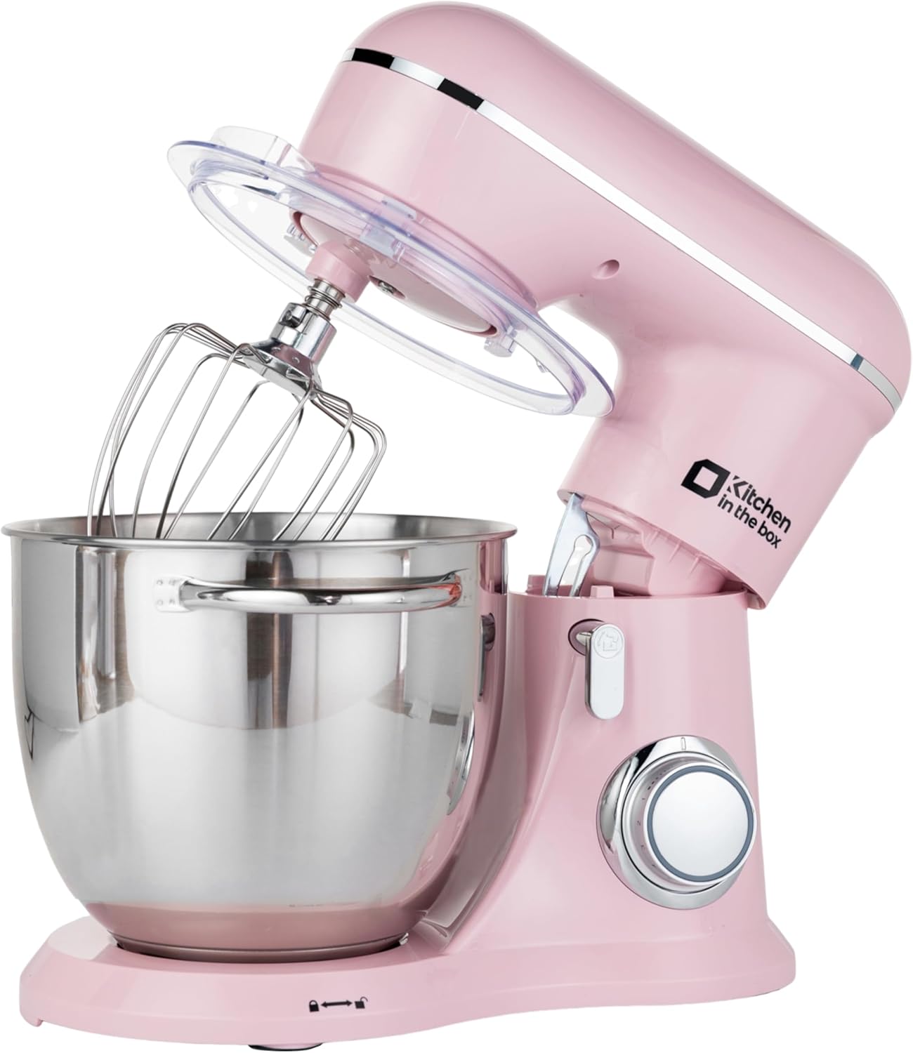 Kitchen in the box Stand Mixer, 6.5QT Electric Food Mixer, 10 Speeds 3-IN-1 Kitchen Mixer for Daily Use with Egg Whisk,Dough Hook,Flat Beater (Pink, 6.5QT)