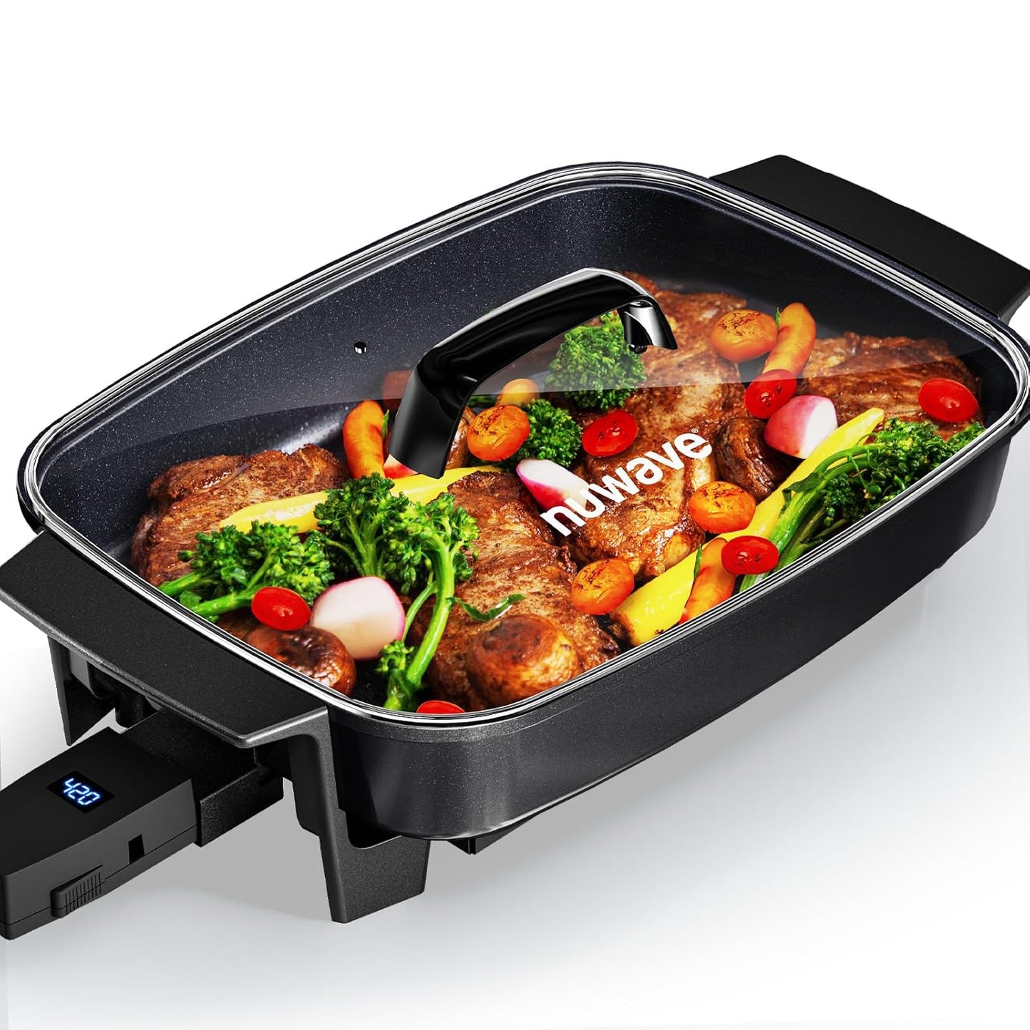 Nuwave Medley XL Digital Electric Skillet, Family Size Griddle w\/Glass Lid, 2025 New & Improved Precision Heating, 100°-425°F, PFAS Free G11 Nonstick Ceramic Coating, Portable Hot Plate, 7qt Capacity