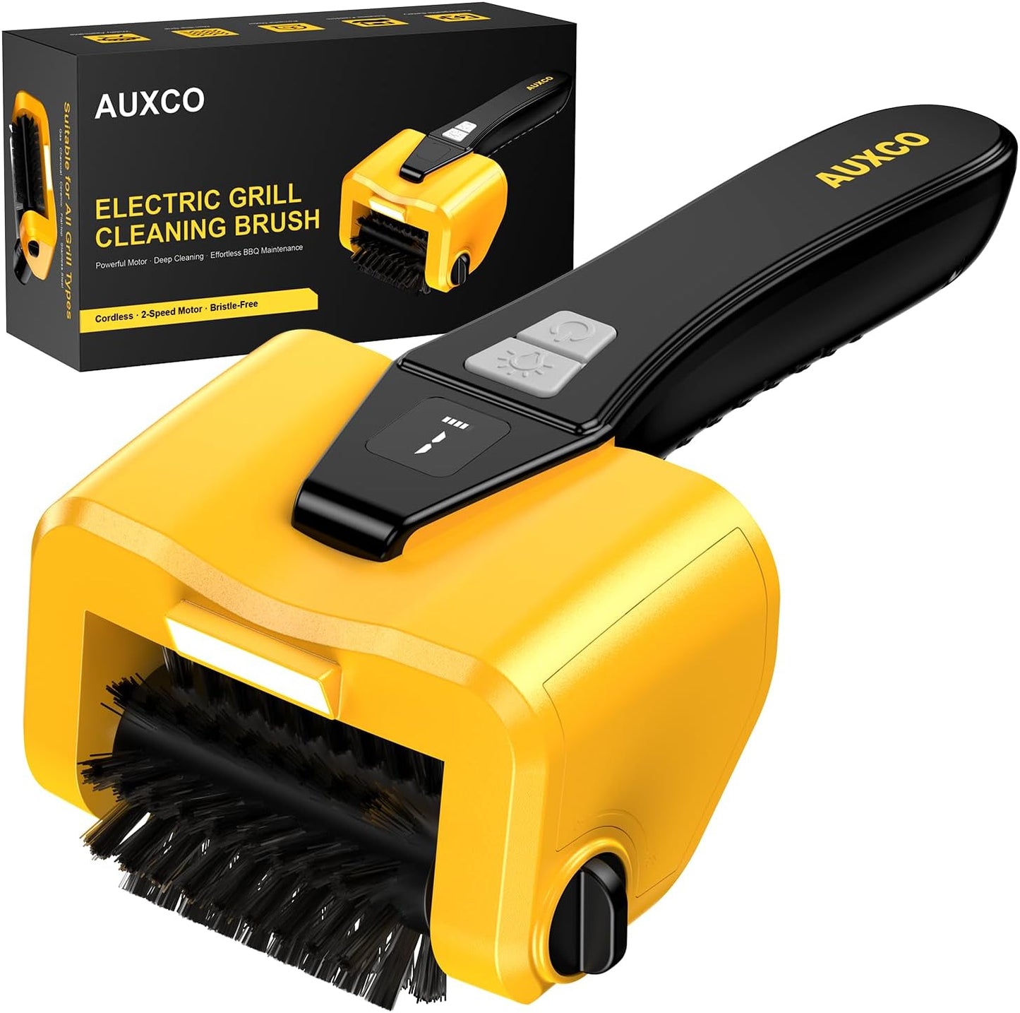 Grill Brush - 4000mAh Electric Grill Brush for Outdoor Grill with Dual-Speed Motor, No Bristle Shedding BBQ Brush Cleaner, Dishwasher-Safe, 90 Mins Working Time with LED Light, As a Ideal Gift