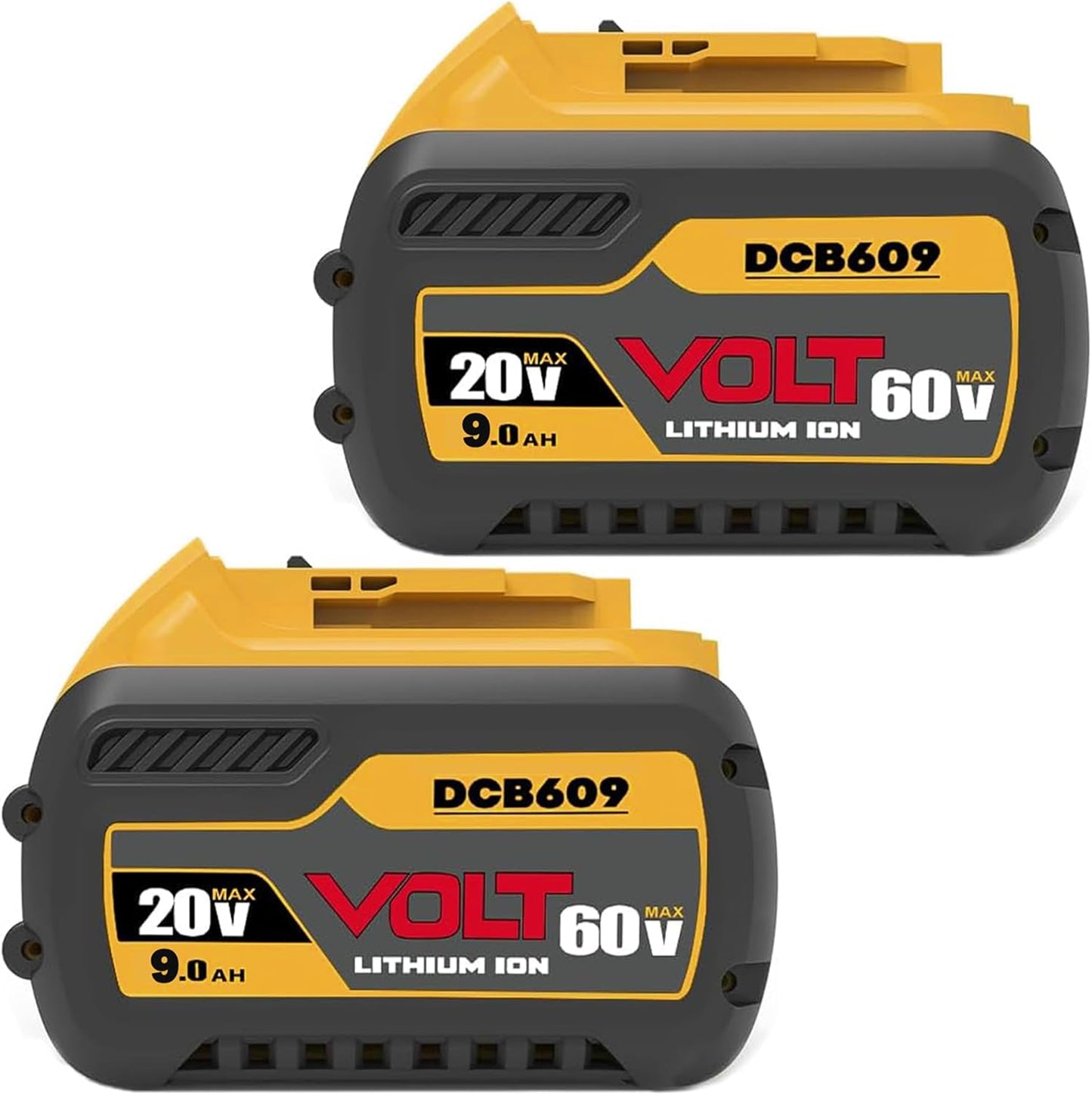 LONG FIT 2 Pack DCB606 DCB609 Replace for DeWalt 20V\/60V MAX 9.0Ah Battery Compatible with DeWalt 20V\/60V Power Tools
